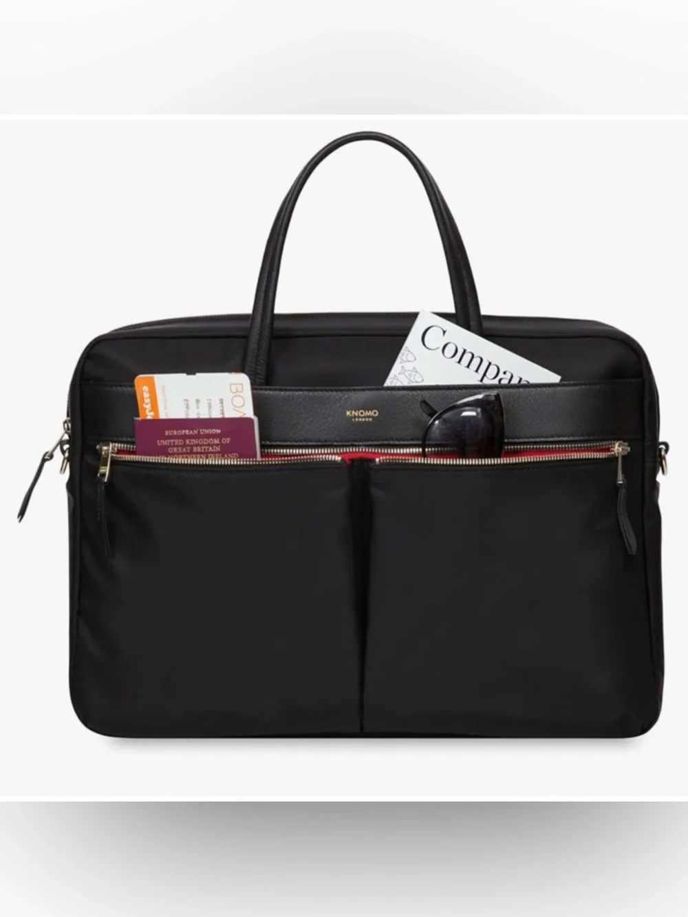 Knomo Womens Hanover 14 inch Laptop Briefcase Shoulder Work Bag in Black